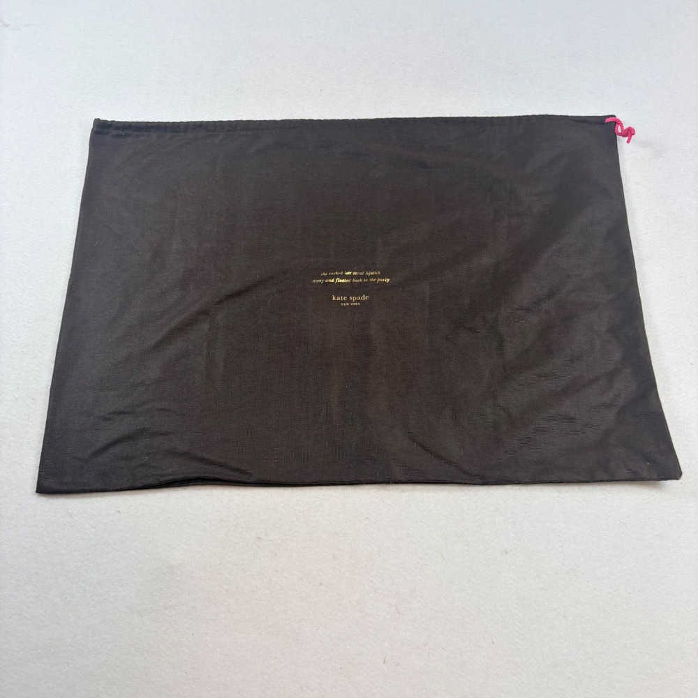 Kate Spade Dust Bag Women Large Brown Gold Quote Drawstring Storage Cover